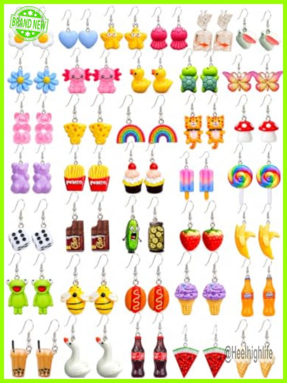 36 Pairs Resin Dangle Earrings Set Funky Novelty Jewelry Gift for Women
